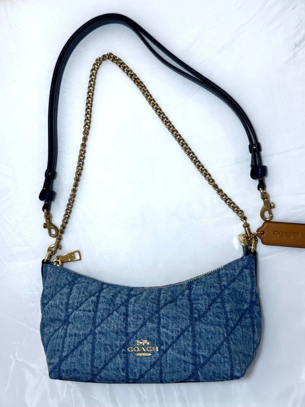 NWT Coach Caitlin Shoulder Bag With Quilting CDZ89 Gold/Indigo